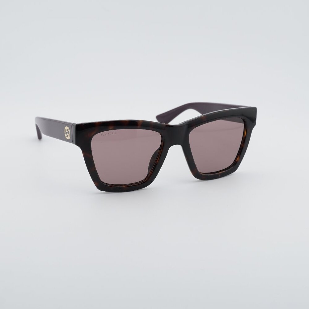 Gucci GG1714S 007 Sunglasses Havana Square Frame, Lilac Lenses